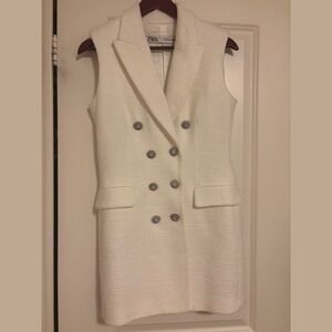 Zara White Tweed Vest